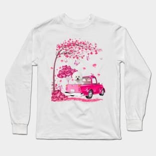 Valentine's Day Love Pickup Truck Bichon Frise Long Sleeve T-Shirt